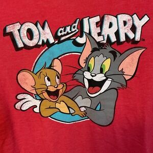 Men's Tom And Jerry T-shirt Red Cartoon Characters Short Sleeve‎ Size Small